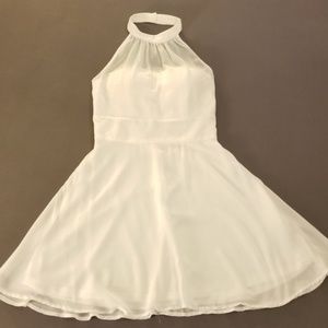 DEPRI white halter dress with sheer overlay